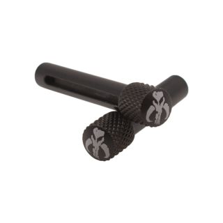 AR-10 Extended Takedown Pin - Mandalorian Skull - Anodized Black
