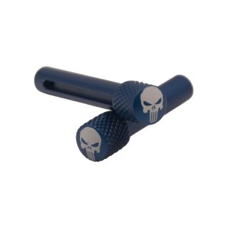 AR-10 Extended Takedown Pin - Punisher Skull - Anodized Blue