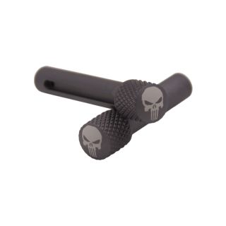 AR-10 Extended Takedown Pin - Punisher Skull - Anodized Gray