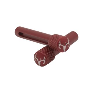 AR-10 Extended Takedown Pins - Deer Skull - Anodized Red