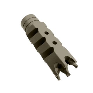 AR-15/.223/5.56 Shark Cerakote Black Gold Muzzle Brake 1/2x28 Thread Pattern