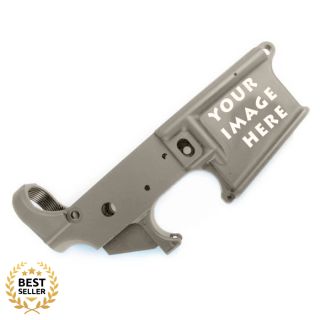 PSA AR-15 Stripped Lower Receiver - Cerakote Finish with Custom Laser Engraving - Bull Shark Gray