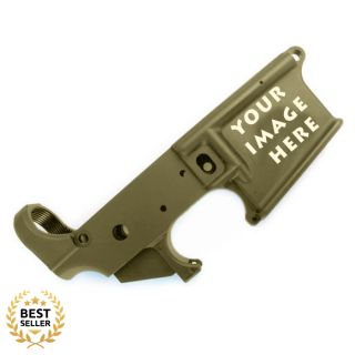 PSA AR-15 Stripped Lower Receiver - Cerakote Finish with Custom Laser Engraving - Noveske Bazooka Green