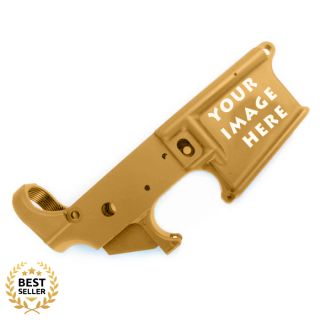 PSA AR-15 Stripped Lower Receiver - Cerakote Finish with Custom Laser Engraving - Gold