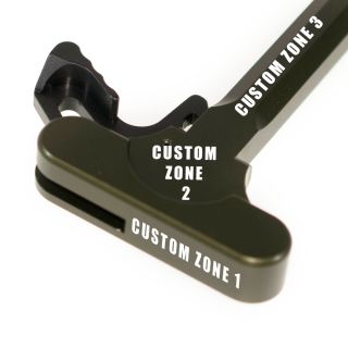 AR-15 Charging Handle - Custom Laser Engraved - Anodized Olive Drab Green