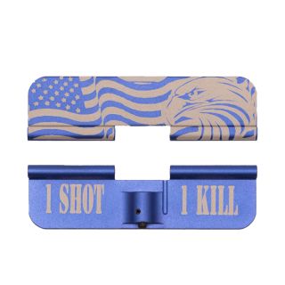 AR-15 Dust Cover - American Eagle - Flag wrap - 1 Shot 1 Kill - Anodized Blue