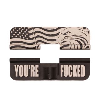AR-15 Dust Cover - American Eagle - Flag wrap - You're Fucked - Anodized Black