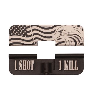 AR-15 Dust Cover - American Eagle - Flag wrap - 1 Shot 1 Kill - Anodized Black