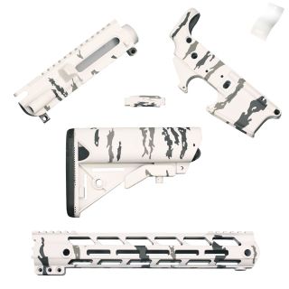 AR-15 Builder Set - Bright White tiger stripe Camouflage - (FFL Required)