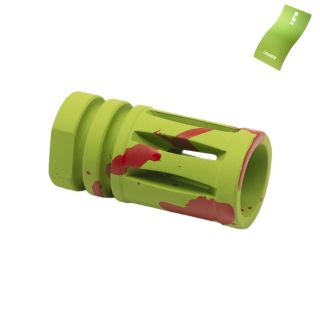 .223/556 Bird Cage style Muzzle Brake AR-15 1/2x28 thread pattern - Cerakote Zombie Green Blood Splatter