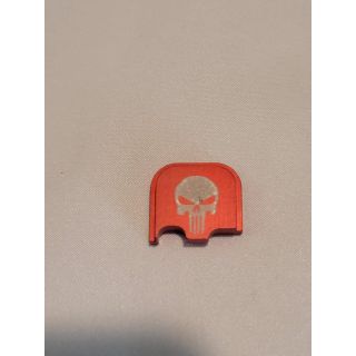 Rear Slide Plate for Glock 43, 43x and 48 - Anodize Red Punisher  Sample