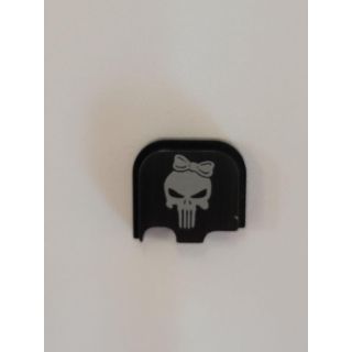Rear Slide Plate for Glock 43, 43x and 48 - Punisher Girl - Anodized Black  Blemished