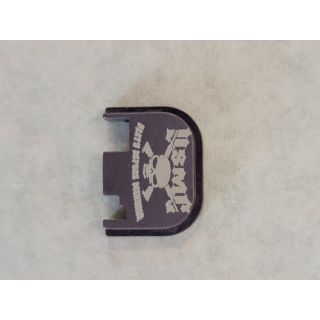 Glock Rear Slide Plate- *ORPH* - Anodize Skull and Crossed Rifles Gray Gen 1-4