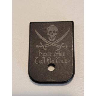 Glock Magazine End Plate - *ORPH*  - Anodize Black Jolly Roger Gen 1-4 , Blem