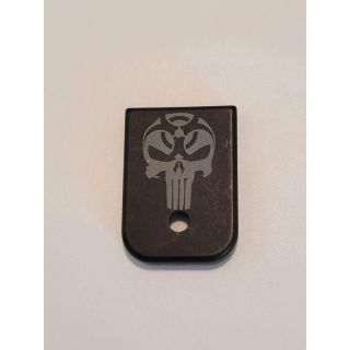 Glock Magazine End Plate - *ORPH*  - Anodize Black Punisher / Bio Hazzard Gen 1-4 , Blem
