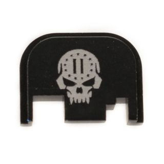 Glock Rear Slide Plate - 2nd Amendment Skull - Anodized Black