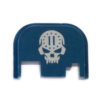 Glock Rear Slide Plate - 2nd Amendment Skull - Anodized Blue