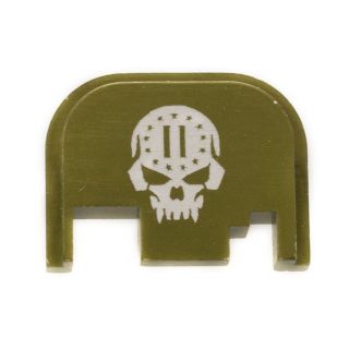 Glock Rear Slide Plate - 2nd Amendment Skull - Olive Drab Green