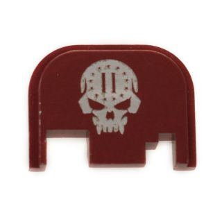 Glock Rear Slide Plate - 2nd Amendment Skull - Anodized Red