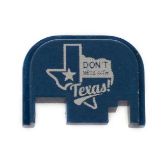 Glock Rear Slide Plate - Don't Mess with Texas! - Anodized Blue