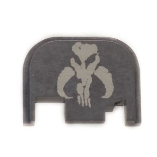 Glock Rear Slide Plate - Mandalorian Skull - Anodized Gray