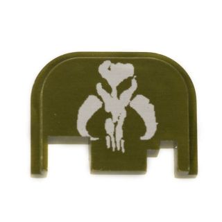 Glock Rear Slide Plate - Mandalorian Skull - Olive Drab Green