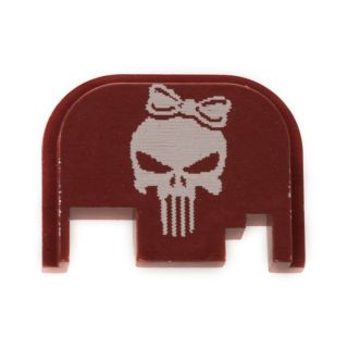 Glock Rear Slide Plate - Punisher Girl - Anodized Red