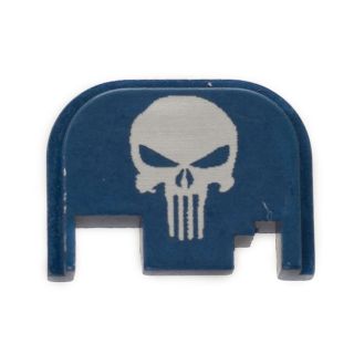 Glock Rear Slide Plate - Punisher Skull - Anodized Blue