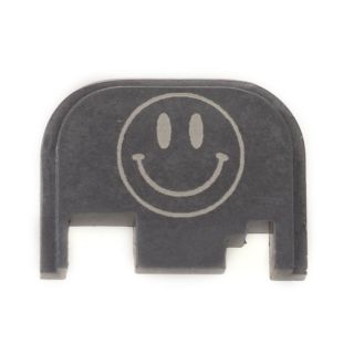 Glock Rear Slide Plate - Smiley Face - Anodized Gray