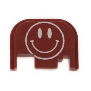 Glock Rear Slide Plate - Smiley Face - Anodized Red