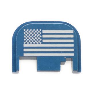 Glock Rear Slide Plate - USA Flag - Anodized Blue