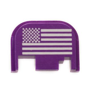 Glock Rear Slide Plate - USA Flag - Anodized Purple