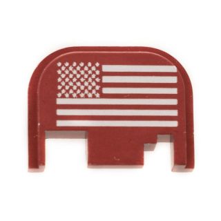 Glock Rear Slide Plate - USA Flag - Anodized Red
