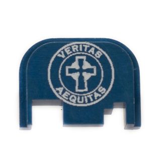 Glock Rear Slide Plate - Veritas Aequitas - Anodized Blue