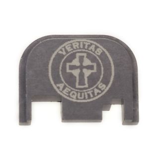 Glock Rear Slide Plate - Veritas Aequitas - Anodized Gray