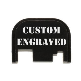 Glock Rear Slide Plate - Custom Engraved - Anodized Black