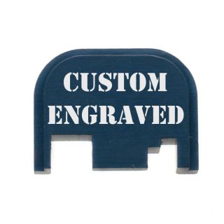 Glock Rear Slide Plate - Custom Engraved - Anodized Blue