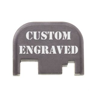 Glock Rear Slide Plate - Custom Engraved - Anodized Gray
