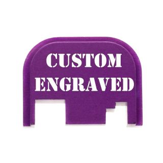 Glock Rear Slide Plate - Custom Engraved - Anodized Purple