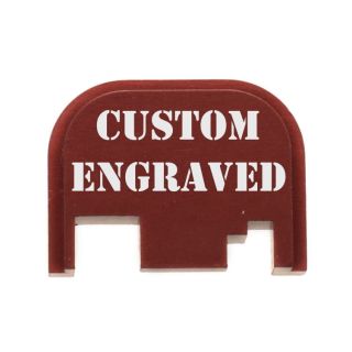 Glock Rear Slide Plate - Custom Engraved - Anodized Red