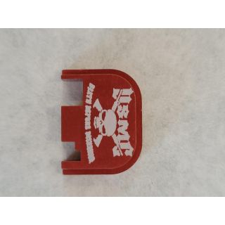 Glock Rear Slide Plate- *ORPH* - Anodize Skull and Crossed Rifles Red, Gen 1-4