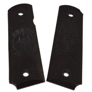 1911 Laser Engraved Grip - Zombie Hunter - Black