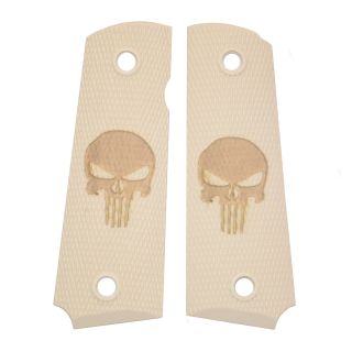 1911 Laser Engraved Grip - Punisher Skull - Ivory