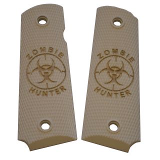 1911 Laser Engraved Grip - Zombie Hunter - Ivory