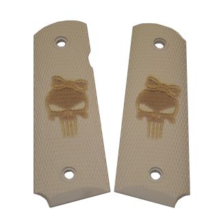 1911 Laser Engraved Grip - Punisher Girl - Ivory