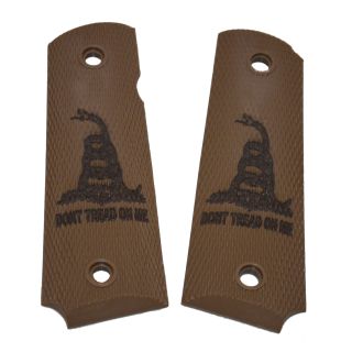 1911 Laser Engraved Grip - Don't Tread On Me - Light Brown
