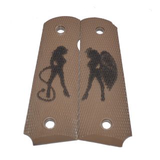 1911 Laser Engraved Grip - Heaven and Hell - Light Brown
