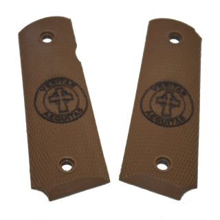 1911 Laser Engraved Grip - Veritas Aequitas - Light Brown