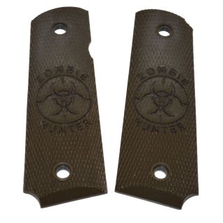 1911 Laser Engraved Grip - Zombie Hunter - Olive Drab Green