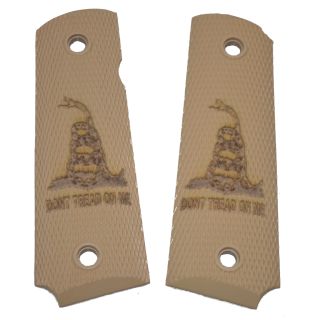 1911 Laser Engraved Grip - Don't Tread On Me - Tan